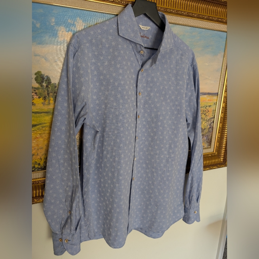 Stenstroms Blue Jacquard Star Shirt - Picture 5 of 5